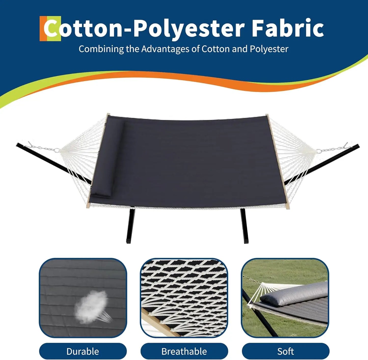 TWISTER.CK Heavy Duty Double Hammock With Stand For Two Person