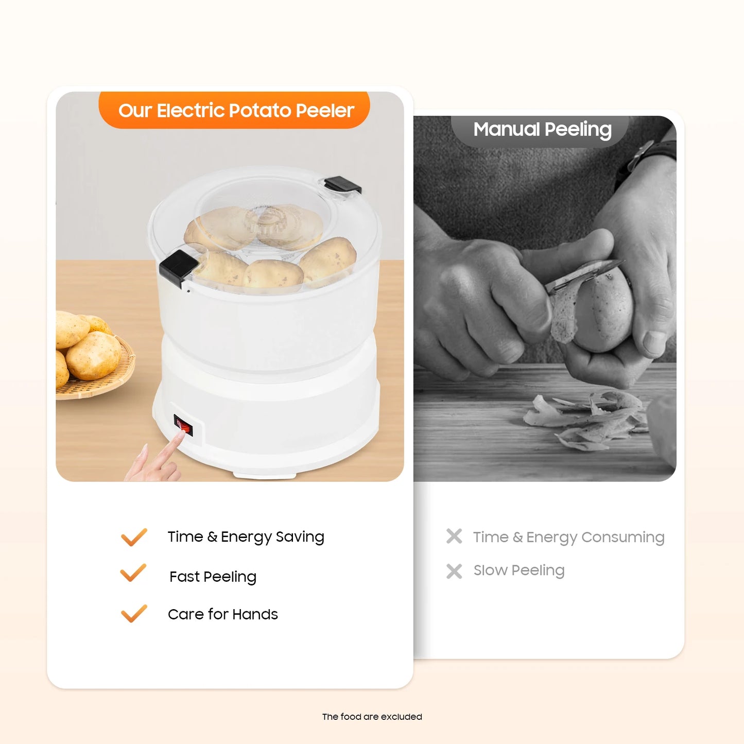 Bymaocar Electric Potato and Vegetable Peeler Stainless Steel