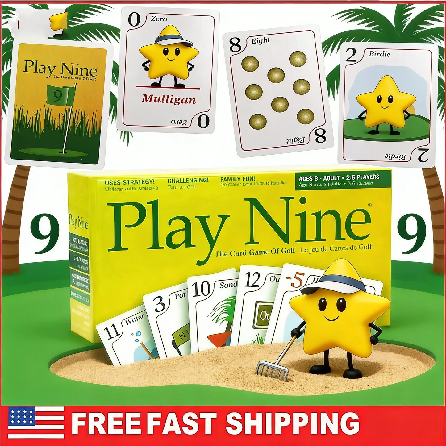 Play Nine The Card Game of Golf, Ages 8 and Up, Couples Date Night Gift, Game Night Favorite, 15 Min Gameplay, Family Friendly Card Game for Kids, Teens & Adults, Great Golf Gift