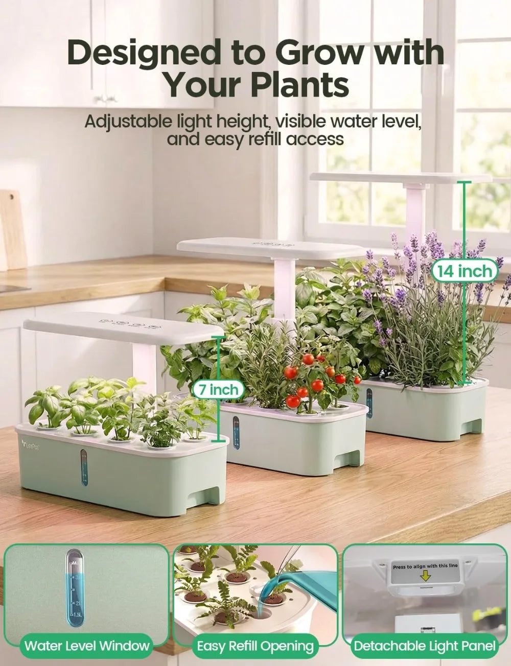 Smart Hydroponic Growing System With App Control And 10 Pods
