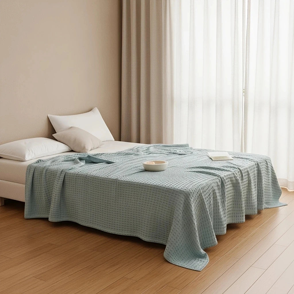 100% Cotton Multi-Layer Gauze Blanket, Waffle Weave Sheet, Nap Blanket, Air Conditioning Throw, Car Blanket, Multi-Purpose Summe