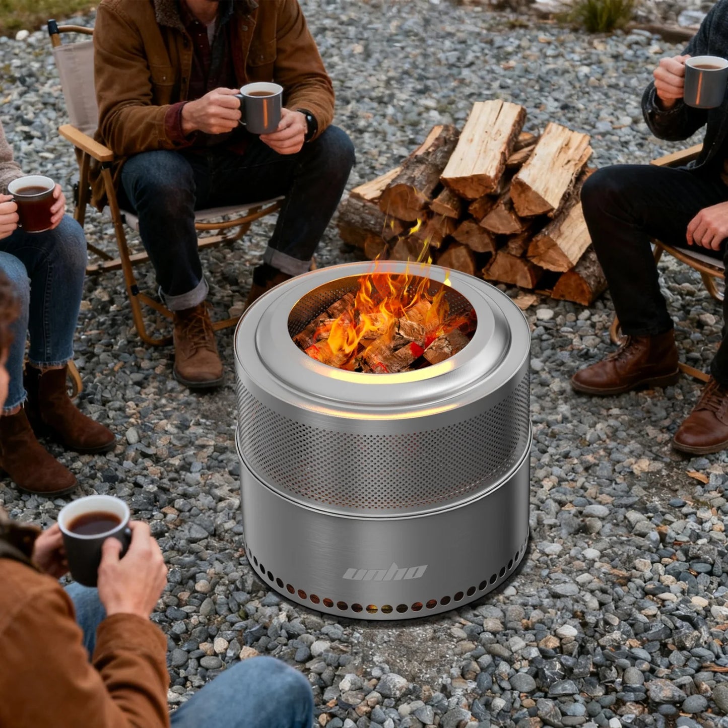 50CM Smokeless Fire Pit with Bag Portable Stainless Steel Wood Burning Outdoor Fireplace Ideal for 6 or More People Firewood Log Burner