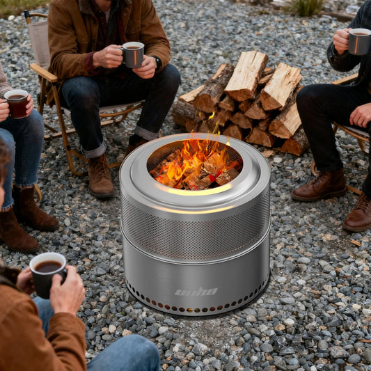 50CM Smokeless Fire Pit with Bag Portable Stainless Steel Wood Burning Outdoor Fireplace Ideal for 6 or More People Firewood Log Burner