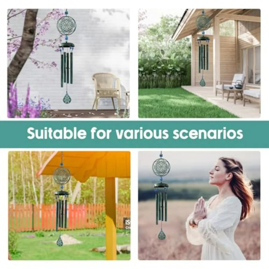 Wind Chimes for Outside Zen Atmosphere Wind Chime Windchime Outdoors for Outdoor Garden Patio Decor with Mandala Design Windchi