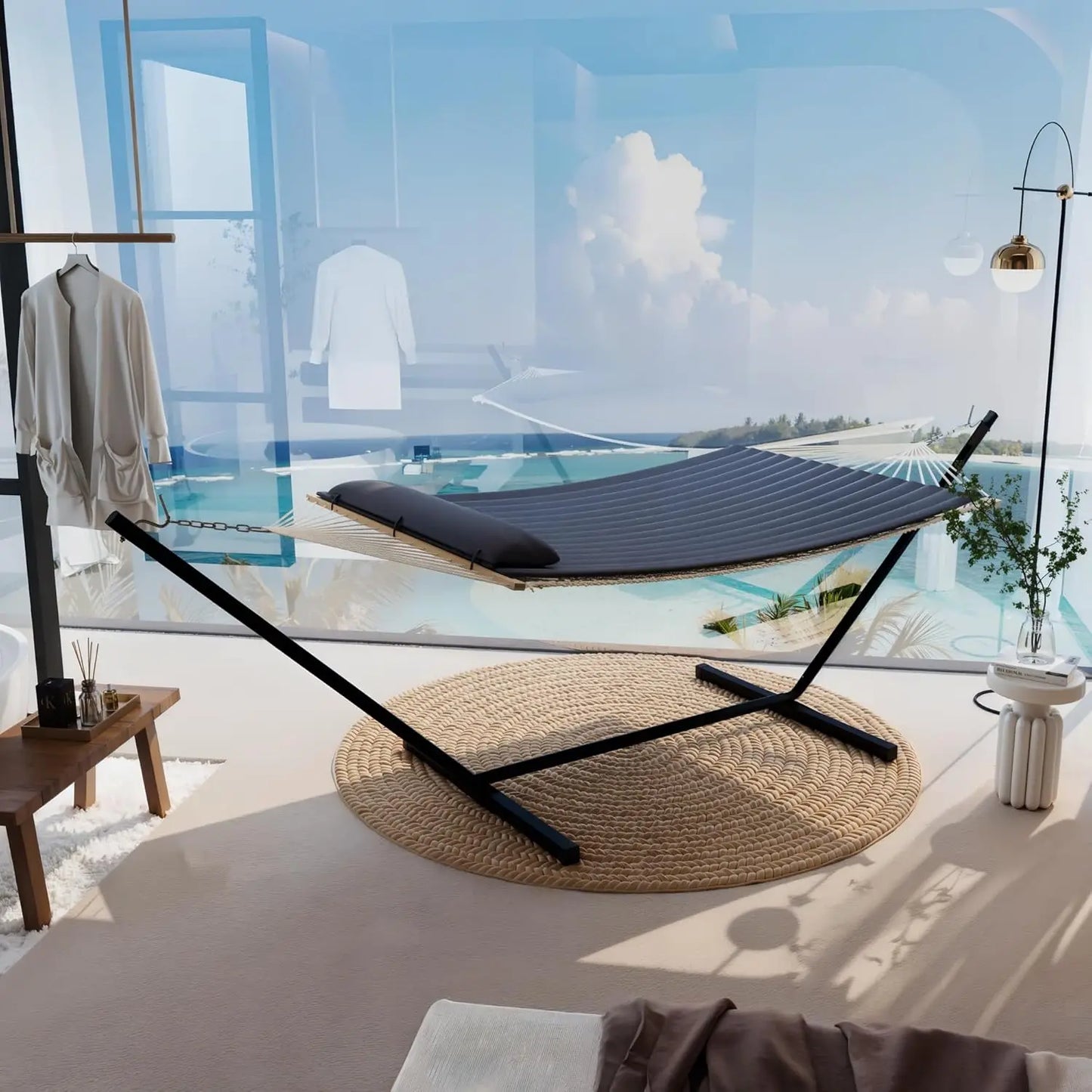TWISTER.CK Heavy Duty Double Hammock With Stand For Two Person