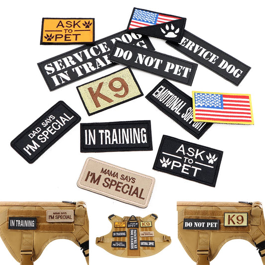 PETRAVELCN 12 Pieces Tactical Patch Bundle For Dog Vest Harness