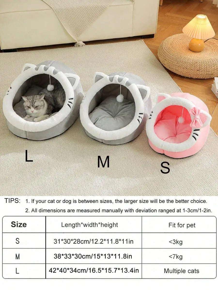 PETSIN 1 Pc Cute Cat Bed For Indoor Cats House, Washable Pet House, Warm Pet Cave Bed , Suitable For Use Of Rabbits,