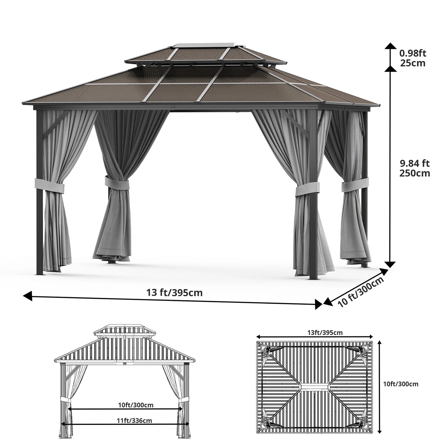 DishyKooker Hardtop Gazebo With Aluminum Frame And Poly Roof