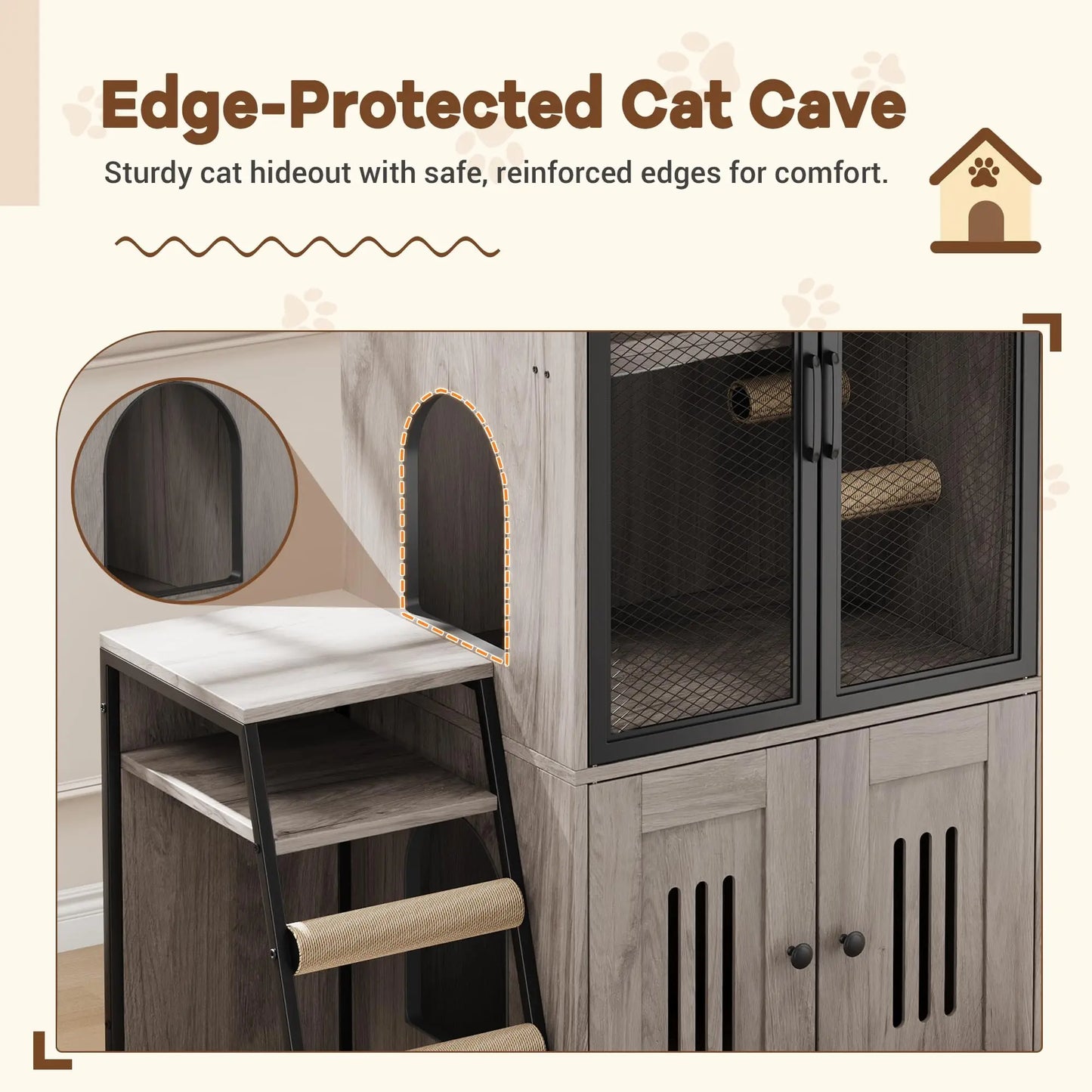 HiMISSCN Odor Control Cat Litter Box Enclosed With Doors