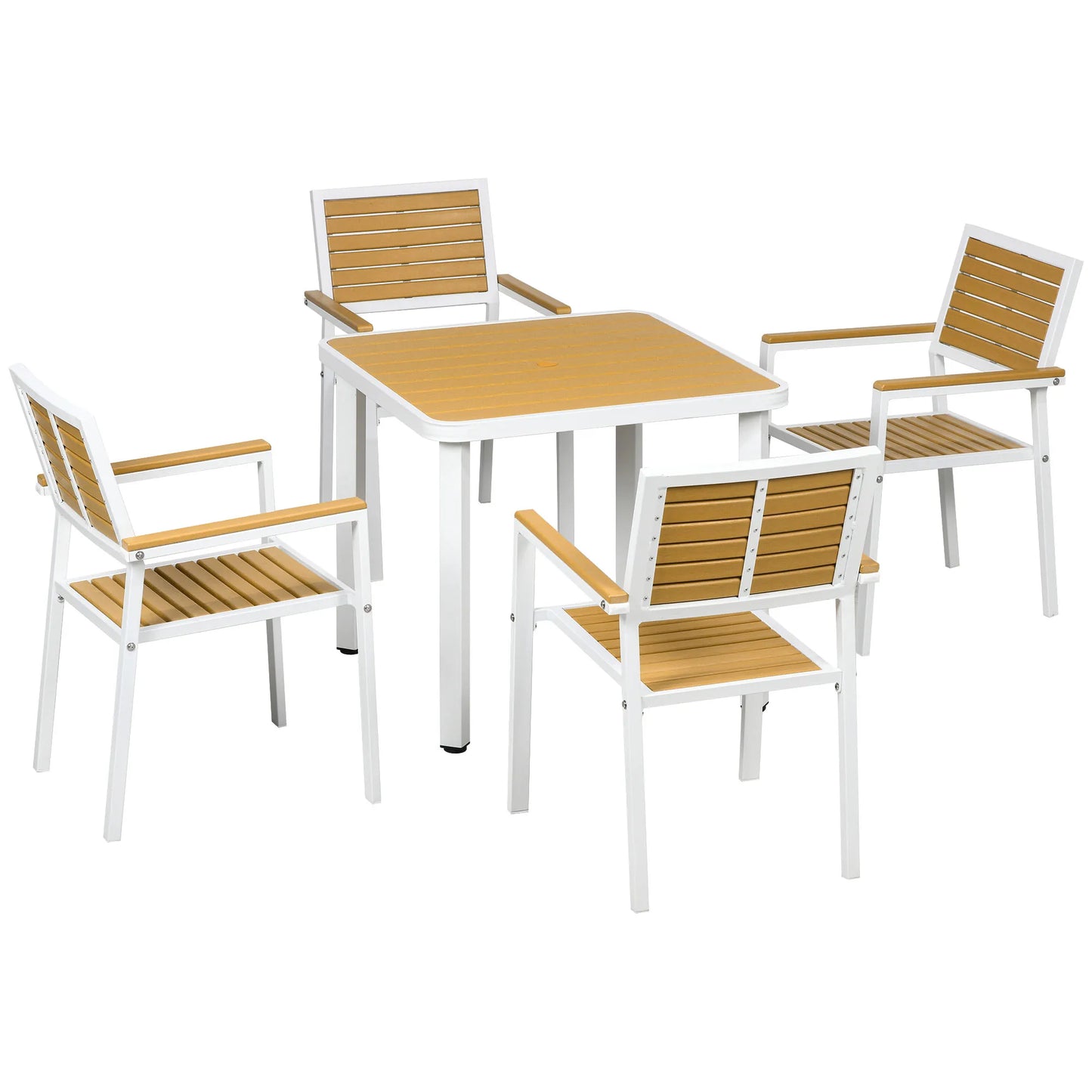 Outdoor Aluminum Patio Dining Set With Umbrella Hole For Four