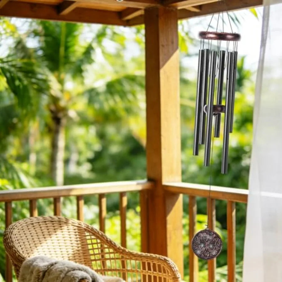 Butterfly Wind Chime for Outside Vintage Copper 3D Embossed Butterfly Wind Catcher Deep Tone, Resin Medallion Garden Outdoor Ha