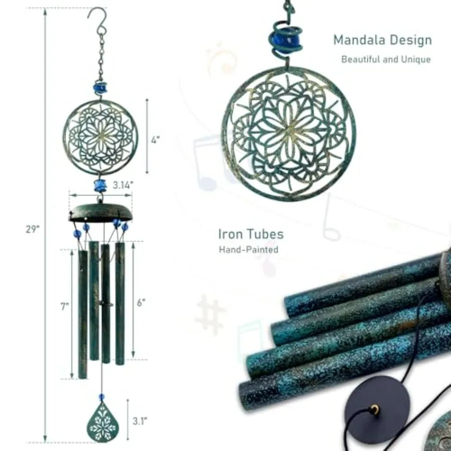 Wind Chimes for Outside Zen Atmosphere Wind Chime Windchime Outdoors for Outdoor Garden Patio Decor with Mandala Design Windchi