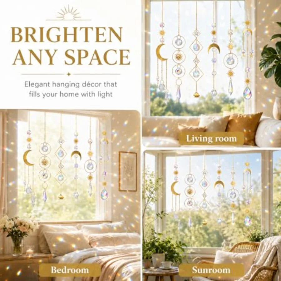 Six Piece Crystal Suncatcher Hanging Pendant Ornament For Window Garden