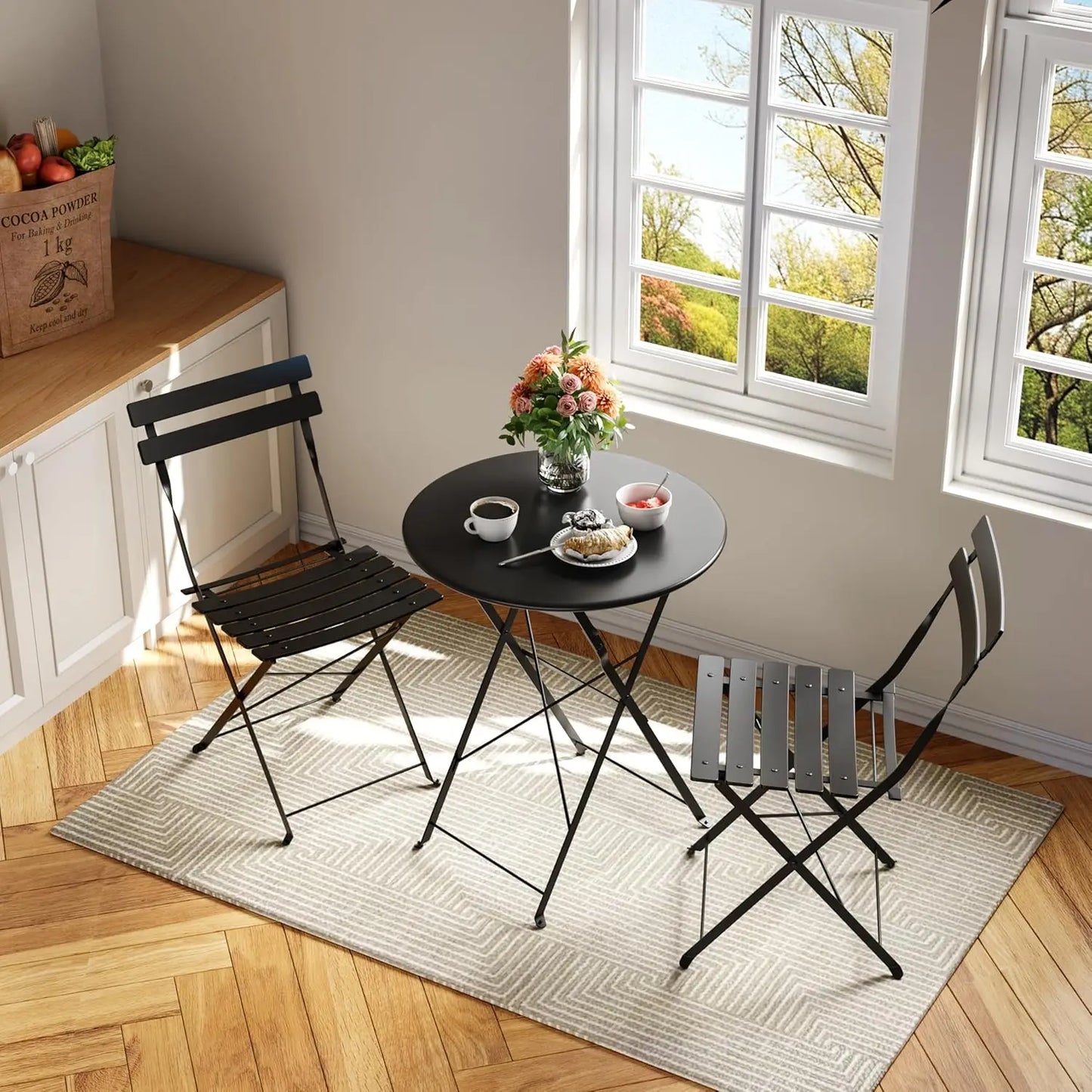 TWISTER.CK Patio Bistro Set Folding Table And Chairs