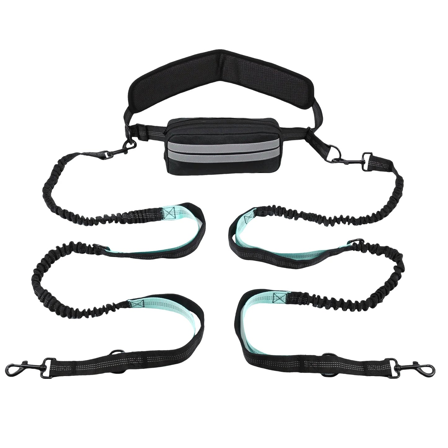 NONECN Hands Free Dog Leash With Reflective Tape And Retractable Waist Belt
