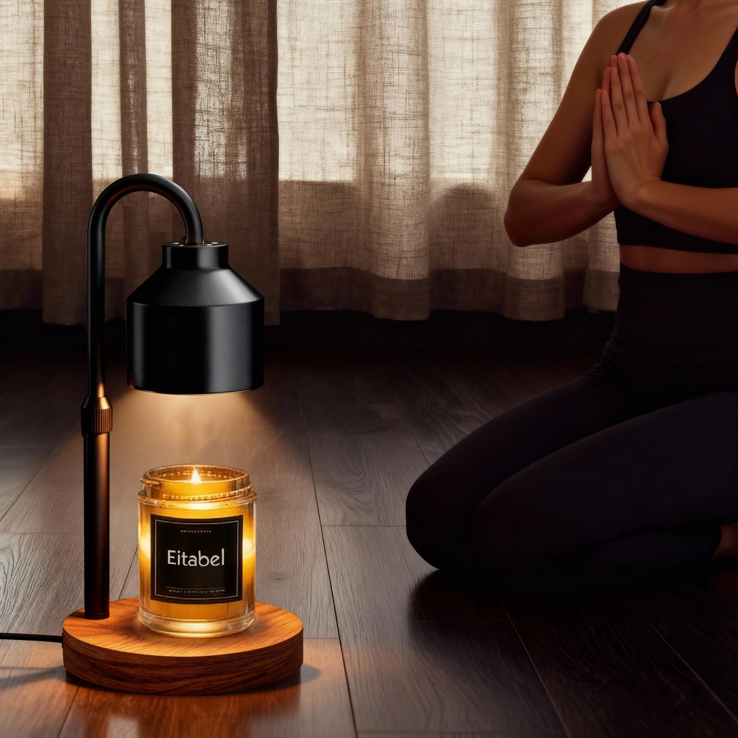 Atmospheric Wax Melting Lamp, Electric Candle Heater with Timer, Adjustable Height, Suitable for Jar Candles, Includes 2 Bulbs
