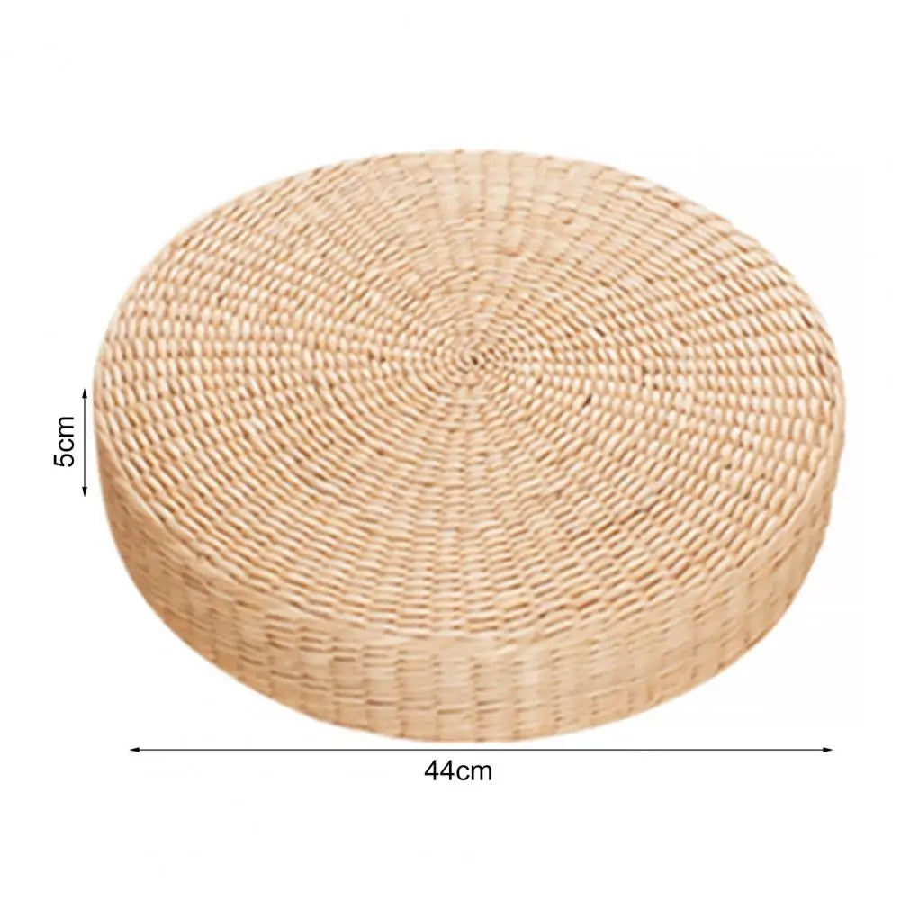 Non-Slip Bottom Round Tatami Cushion-Handmade Straw Weave Floor Pillow for Meditation Yoga Zen Room Kids Play Area Decor
