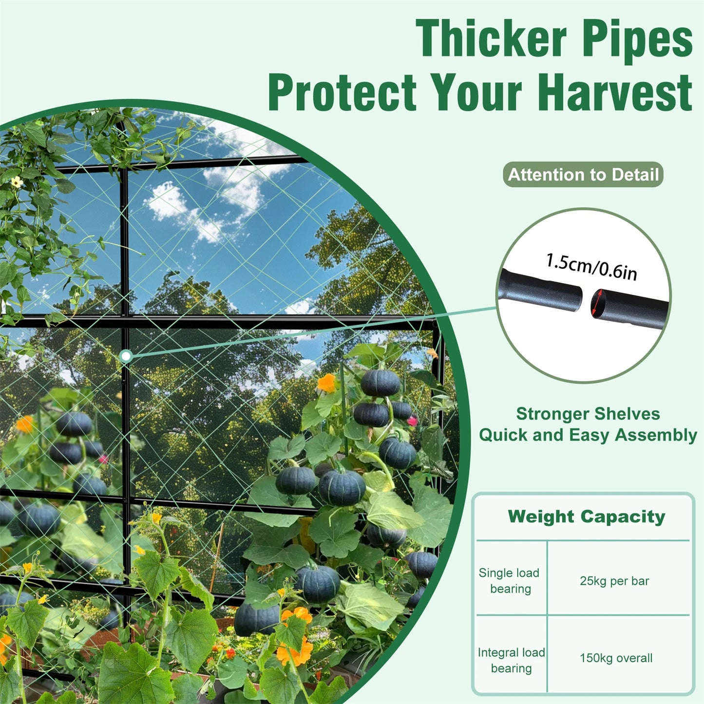 160/176/220CM Tall Garden Arch Trellis Metal Plant Cucumber Support Trellis Archway for Outdoor Yard Lawn Tunnel Trellis, 1PCS