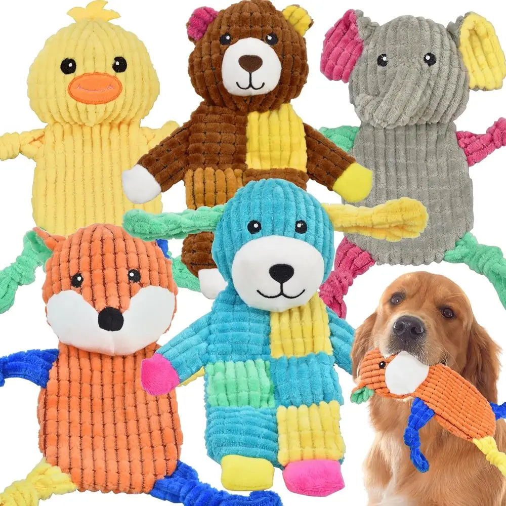 Squeaky Dog Toys Bundle Ox Bear Elephant Duck Lamb