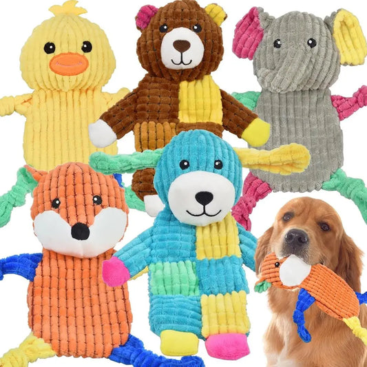 Squeaky Dog Toys Bundle Ox Bear Elephant Duck Lamb