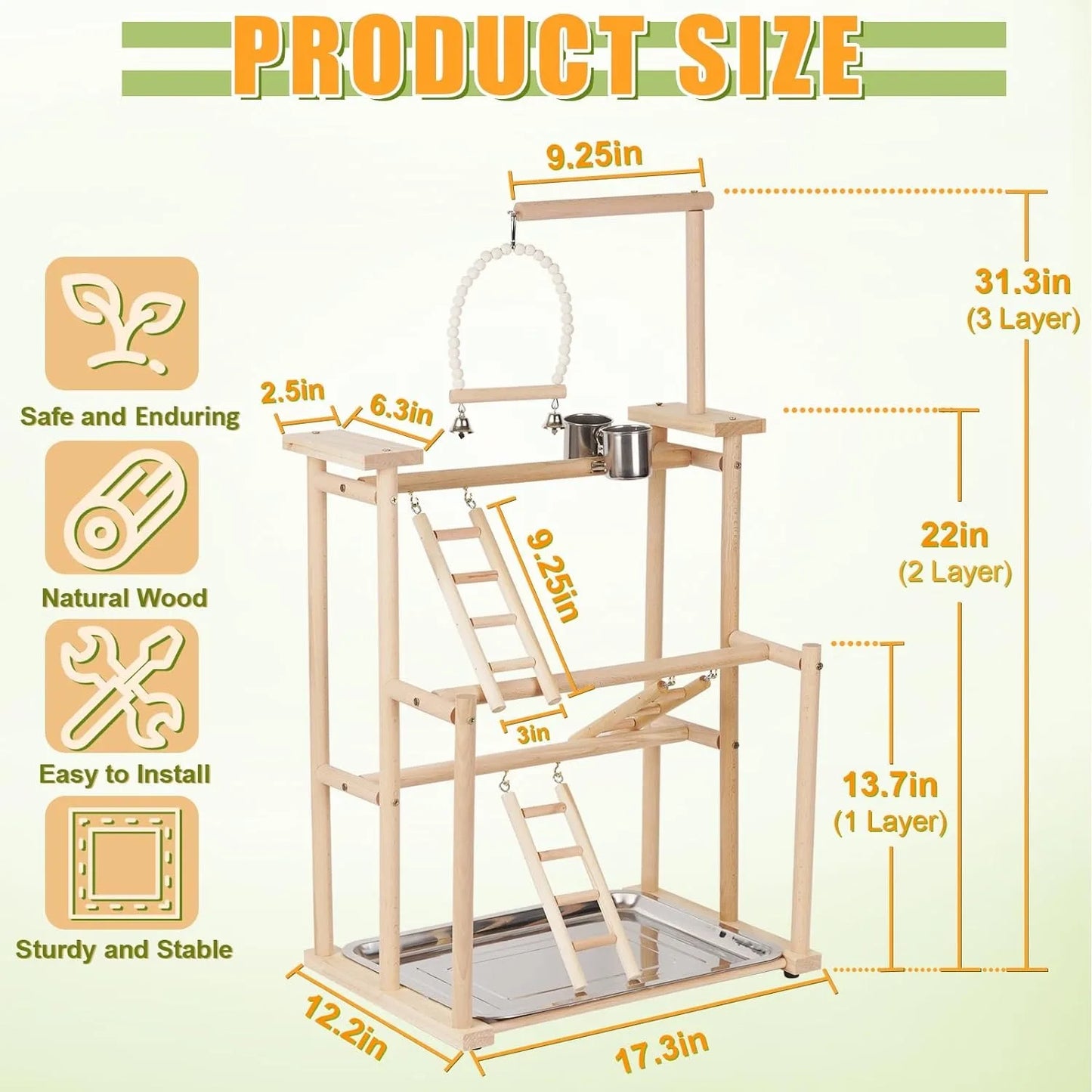 Parrot Bird Playground 3 Layer Bird Cage Accessories Parakeet Bird Play Stand for Budgerigar Finch Conures Parakeet Small Birds