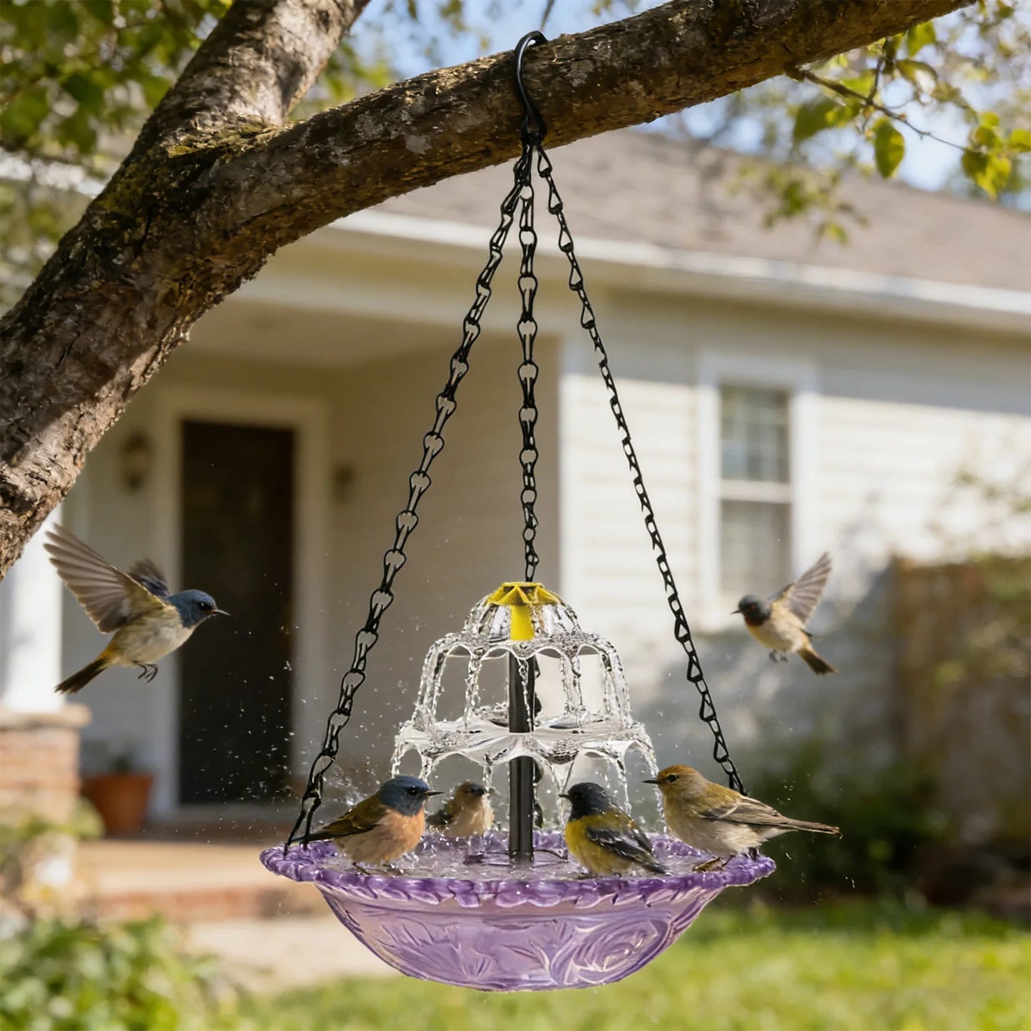 Solar Cascade Hanging Bird Bath Fountain For Outdoor Garden