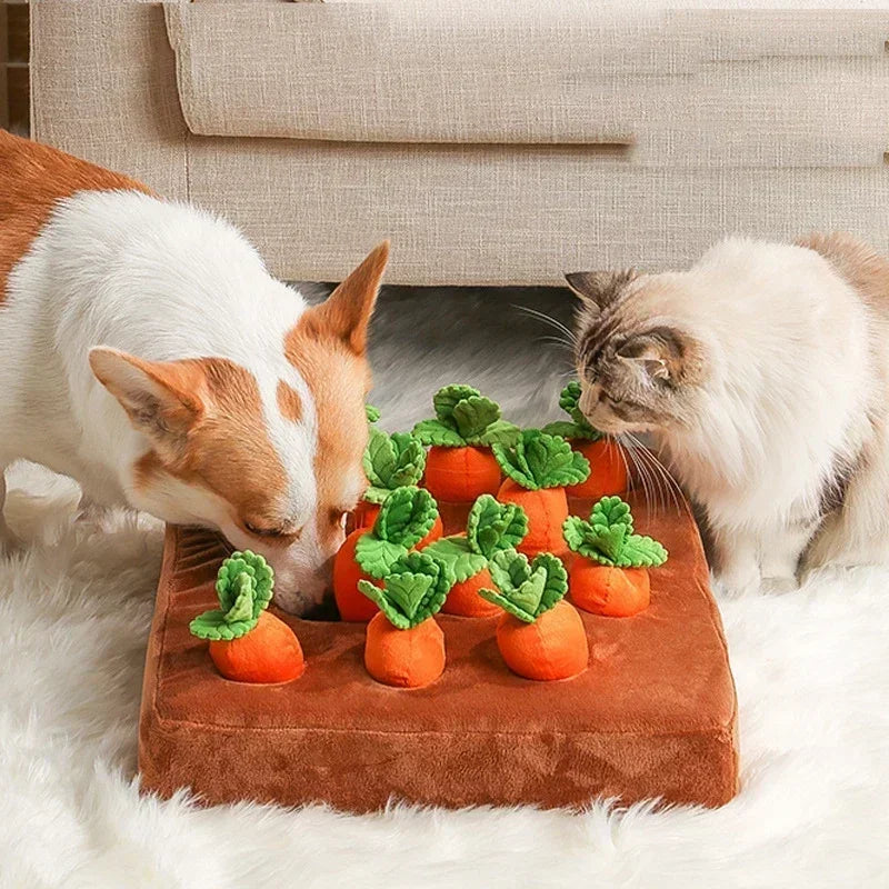 Snuffle Mat Dog Toy Plush Carrot Vegetable Field Interactive Toy