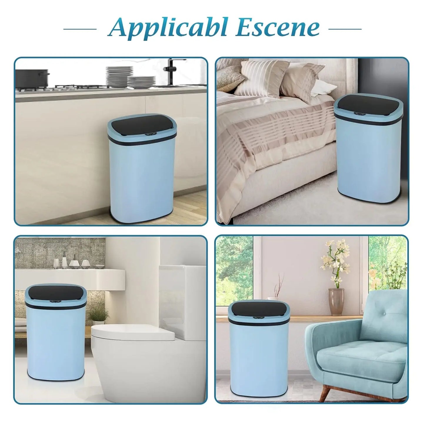 Brushed Stainless Steel Motion Sensor Kitchen Trash Can With Lid