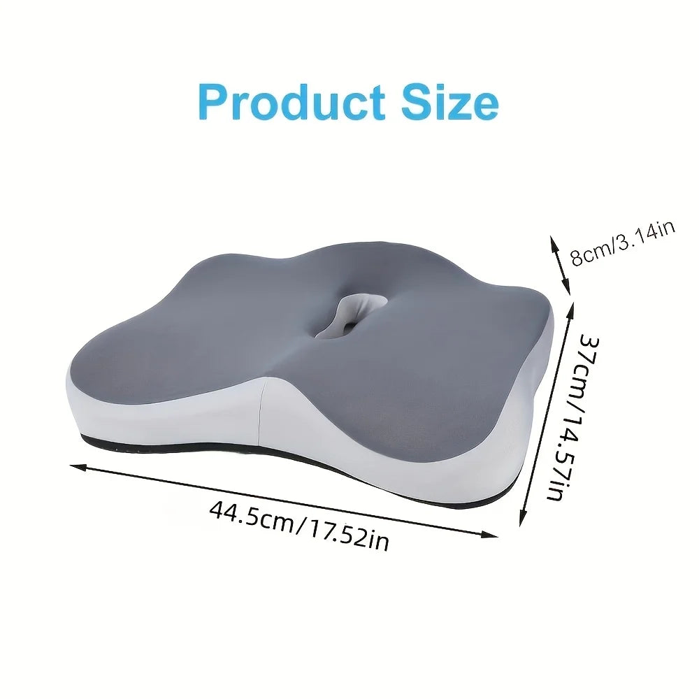 1pc Ergonomic Memory Foam Coccyx Cushion - Office Chair Support, Washable, Wheelchair And Car Seat Comfort Contour Design | Soft