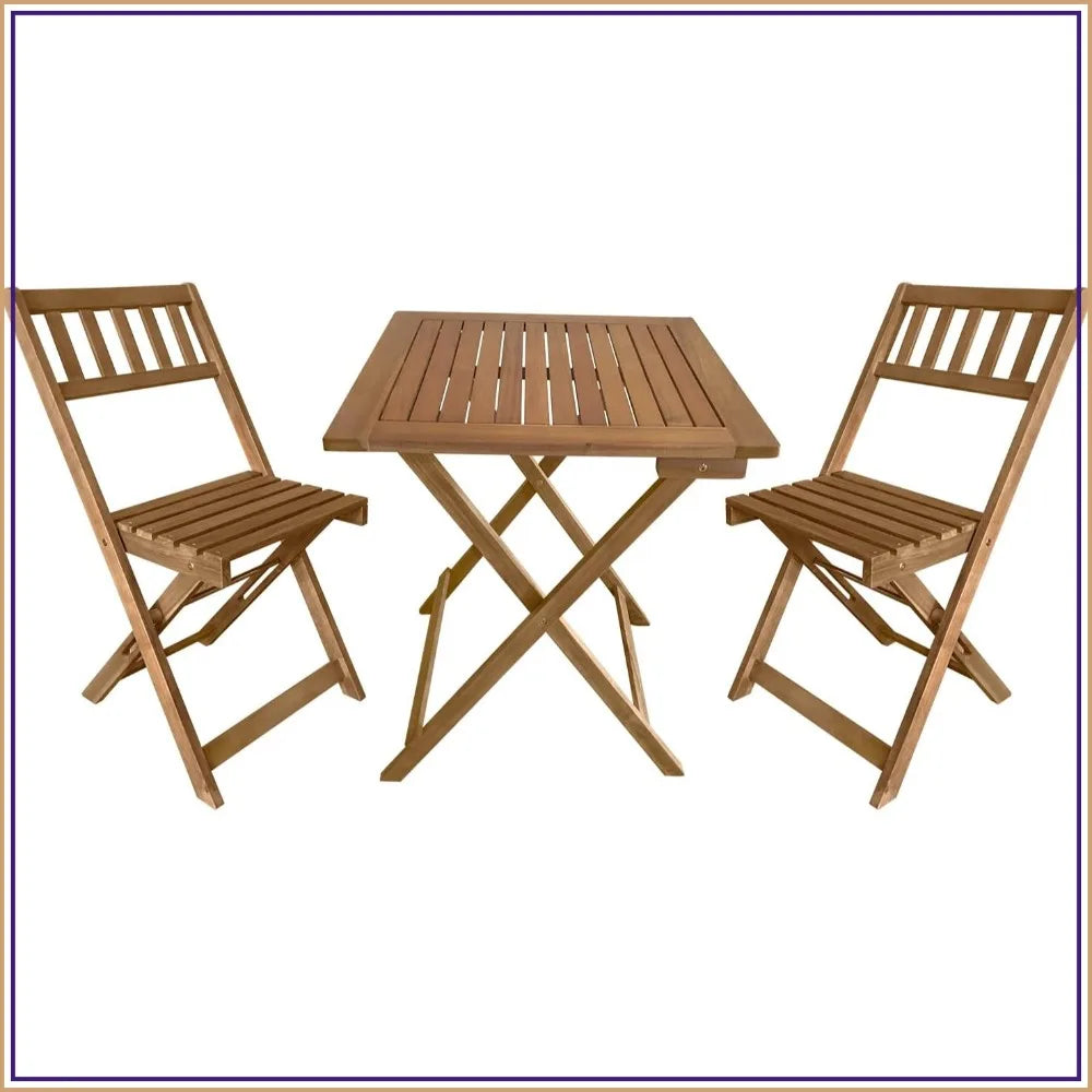 Acacia Wood Folding Patio Bistro Set With Chairs And Table