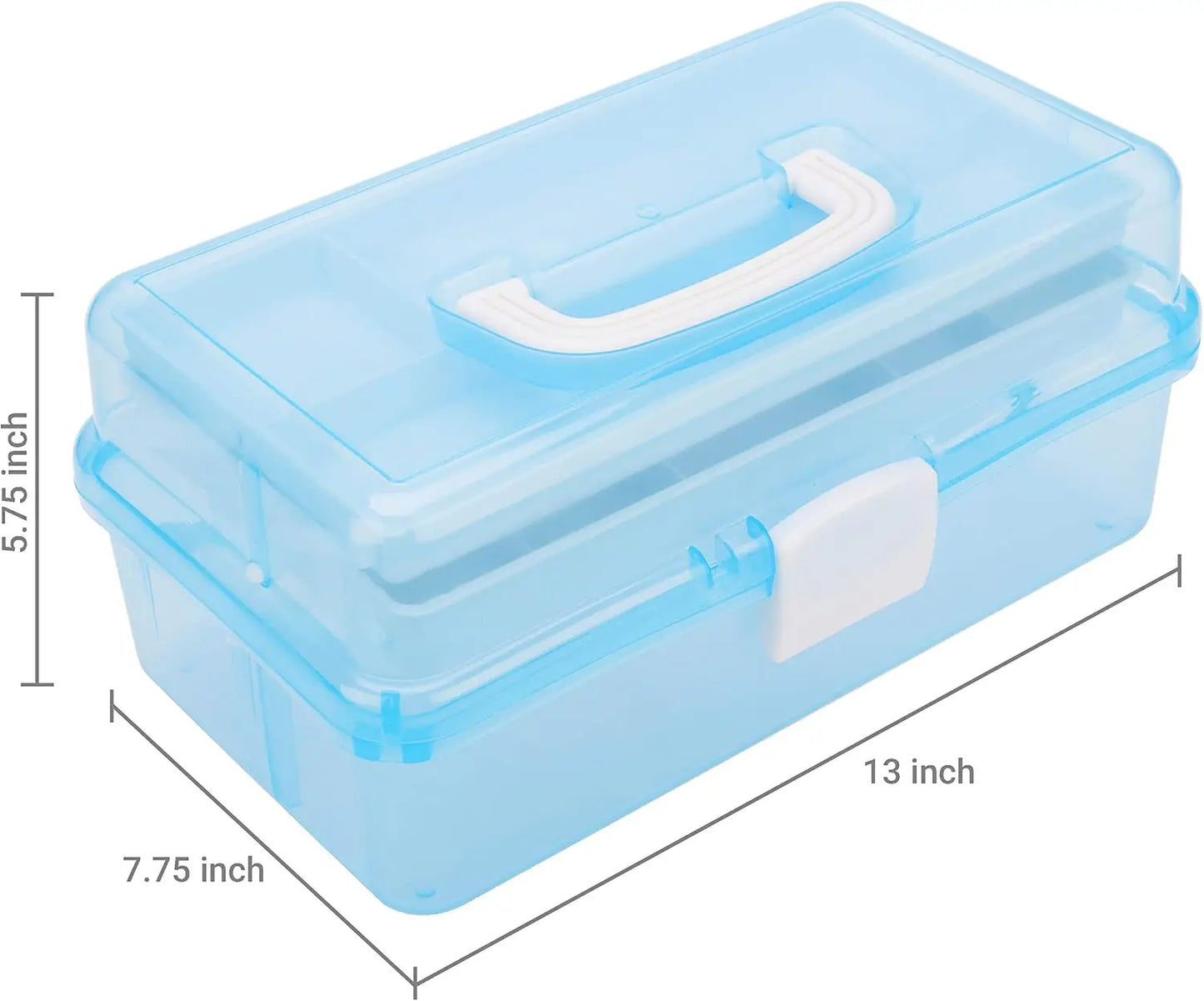 Plastic Storage Box With Handle Latching Lid Expandable Trays