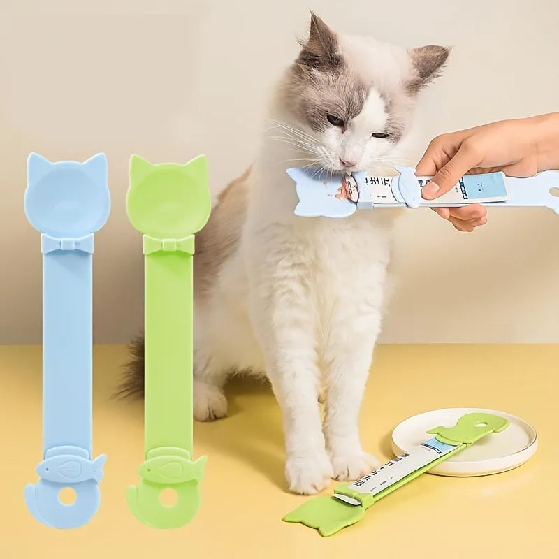 Cat Lickable Wet Food Feeder Spoon With Long Handle