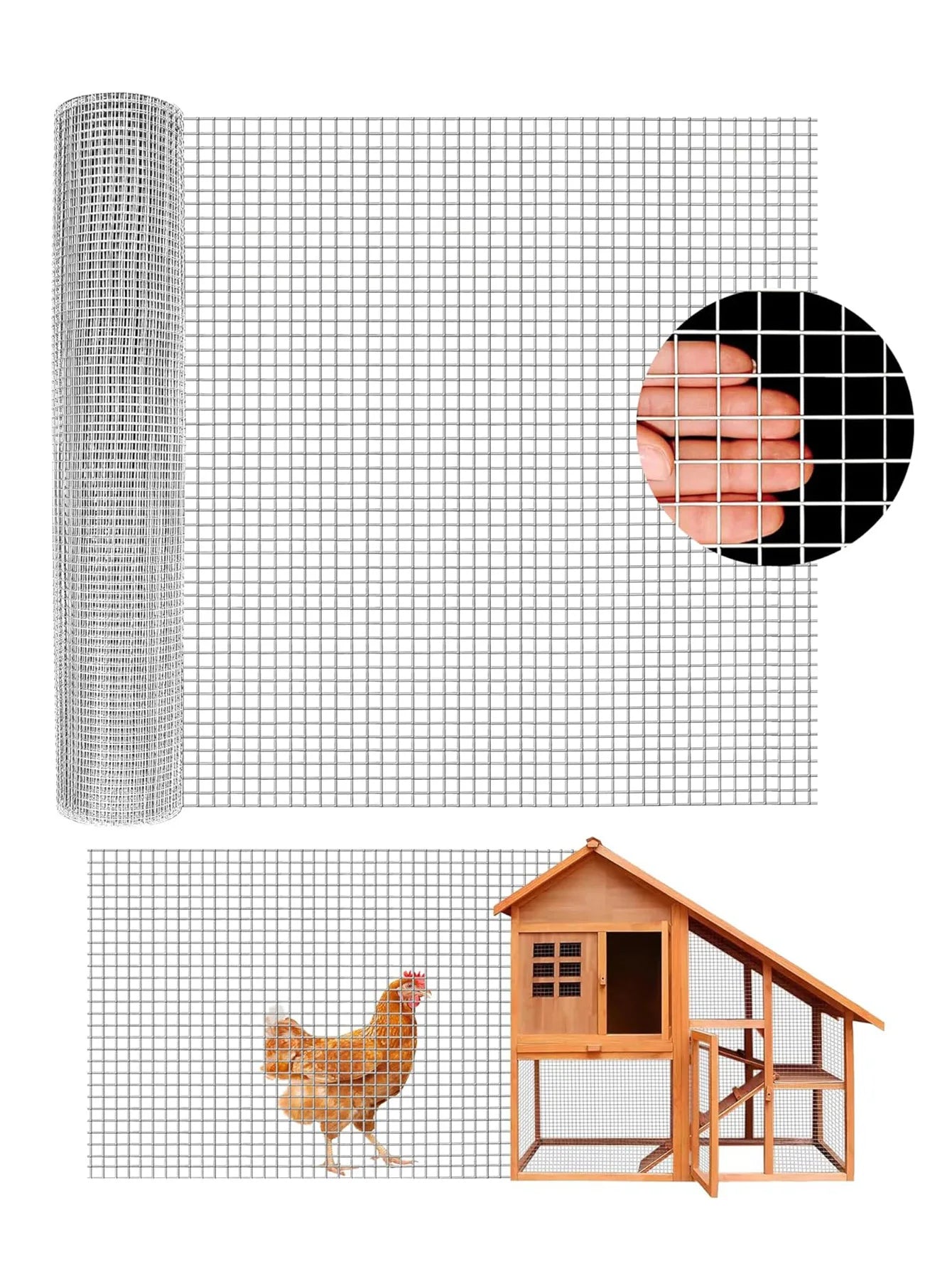 HiMISS Galvanized Hardware Cloth Wire Mesh Garden Fence Poultry Netting