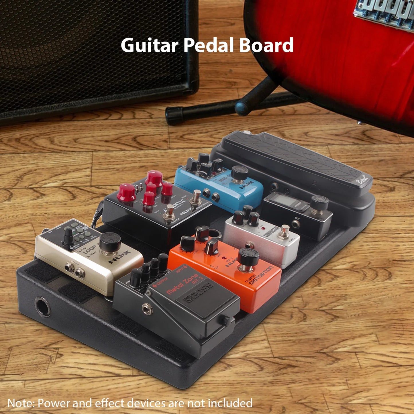 Rockhouse Guitar Pedal Board High-hardness PE Pedal Board w Compartment 11 Hole Storage Power Cord Pressure and Drop Resistance