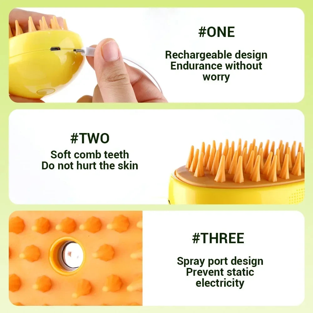 Cat Dog Steam Brush 3 In 1 Electric Massage Grooming