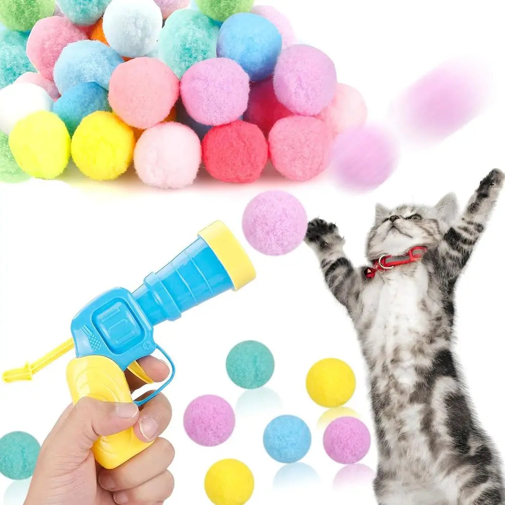 Interactive Cat Ball Launcher Toy With Plush Balls For Cats