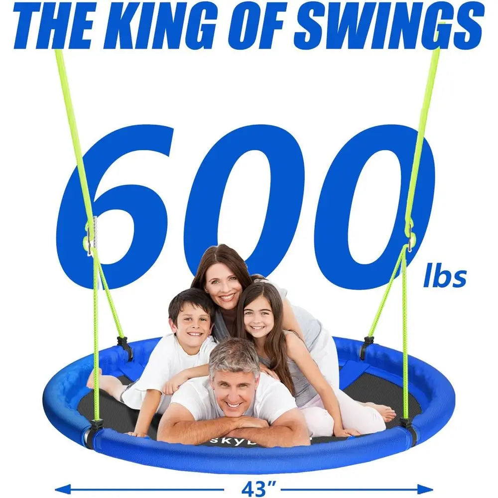 Heavy-Duty 600LB Tree Swing with Waterproof Seat for Kids and Adults - Blue