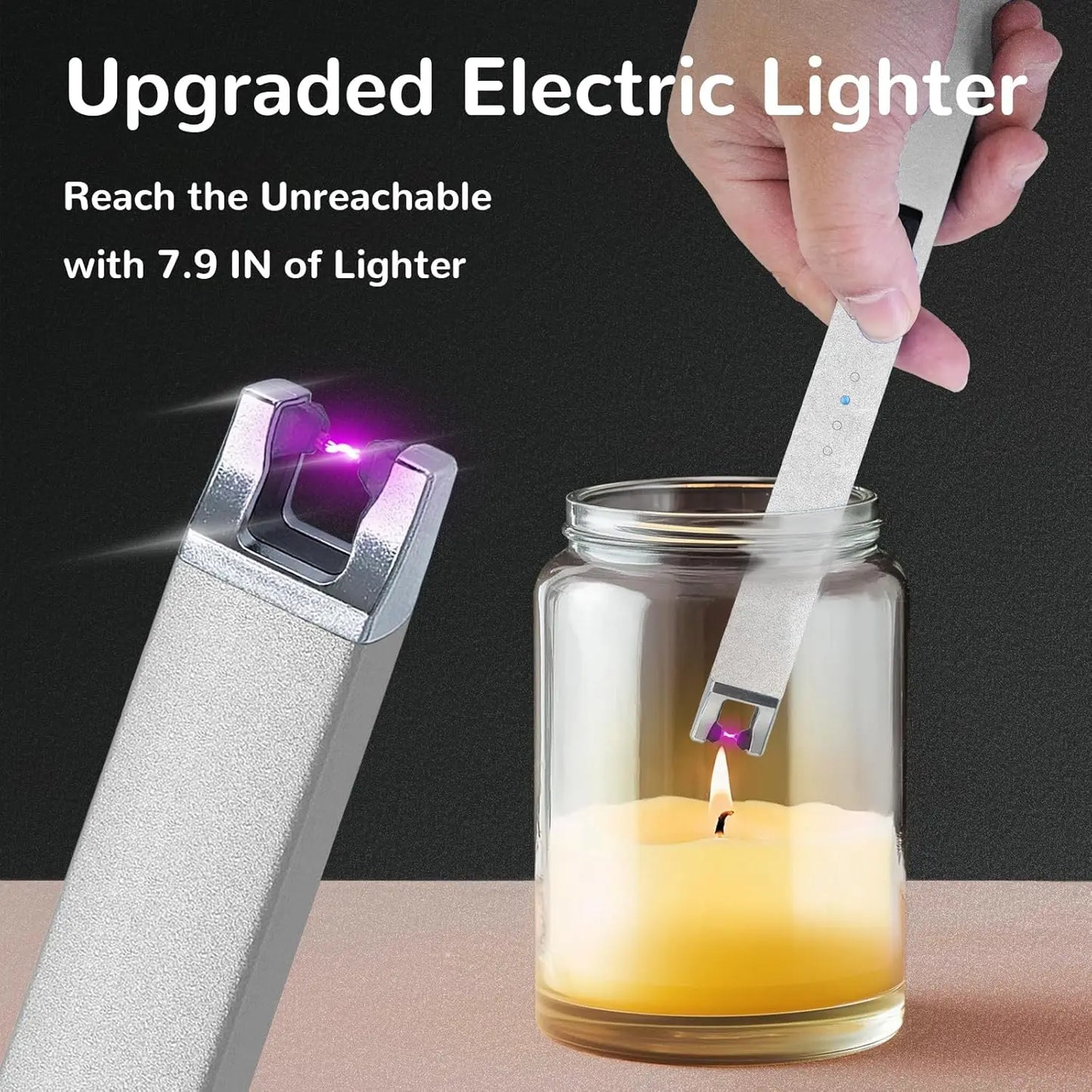 3 Pack USB Plasma Arc Lighters Windproof Flameless Safety Switch