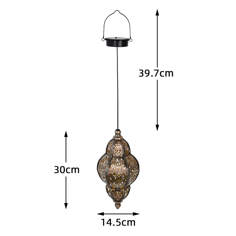 Outdoor Solar Lights Moroccan Decoration Lantern Waterproof Decor Light Iron Hollow Out Projector Lamp For Home Party Holiday
