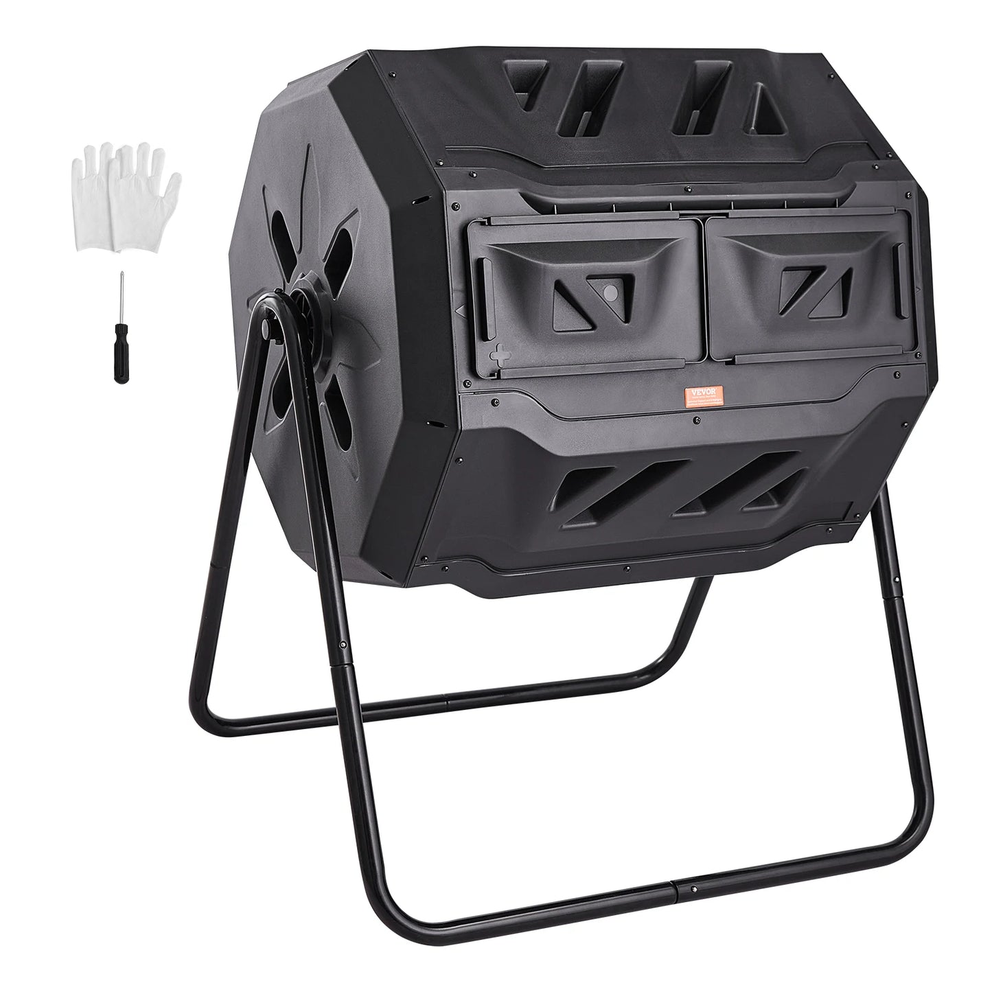 Dual Chamber Tumbling Compost Bin For Garden And Outdoor Use