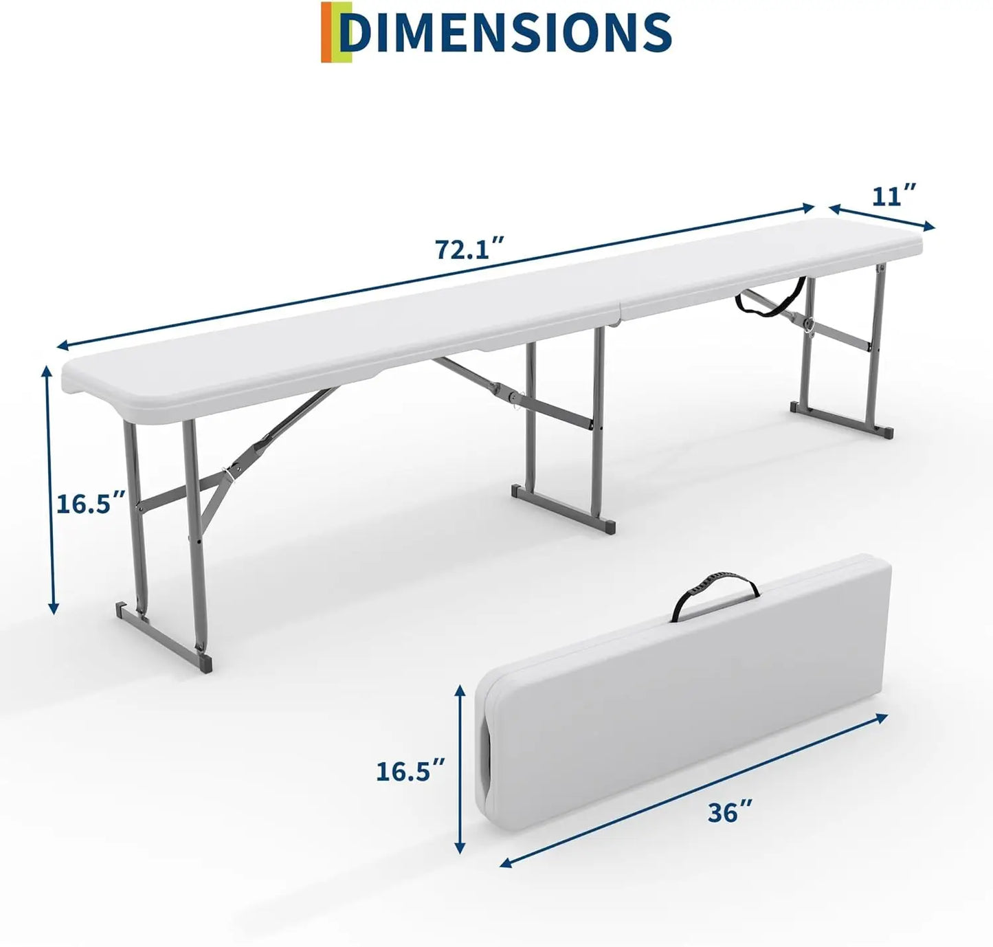 Twister.CK HDPE Plastic Folding Bench 2 Pack For Outdoor Use