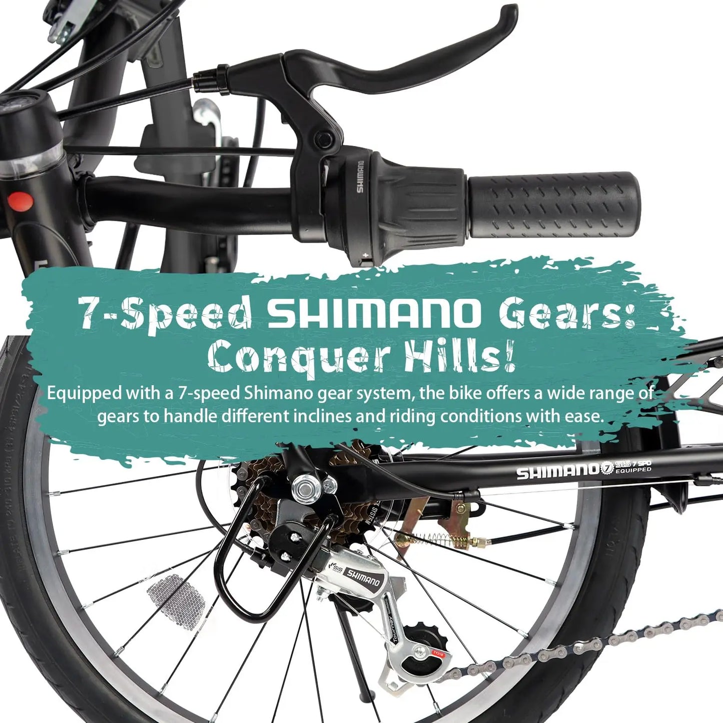 Quartet Folding Bike 7-Speed Caliper Brakes With Rack Basket