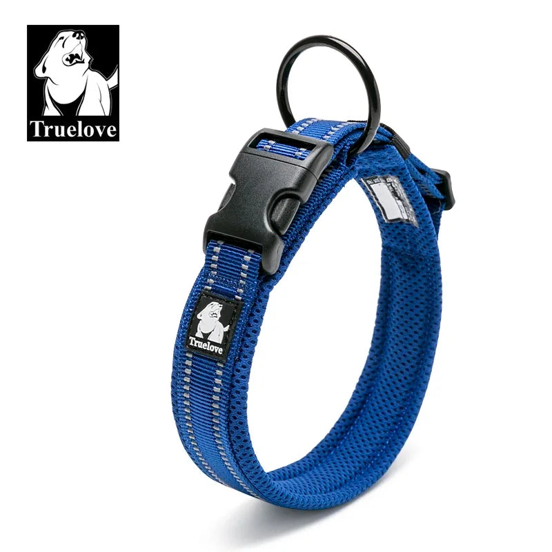 TRUELOVE Padded Nylon Dog Collar Reflective Adjustable Training