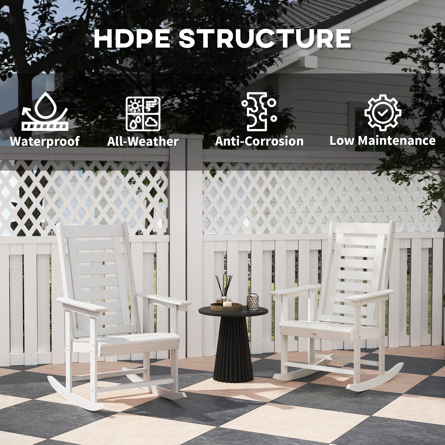 Outsunny Outdoor Rocking Chairs With High Back Patio Seating