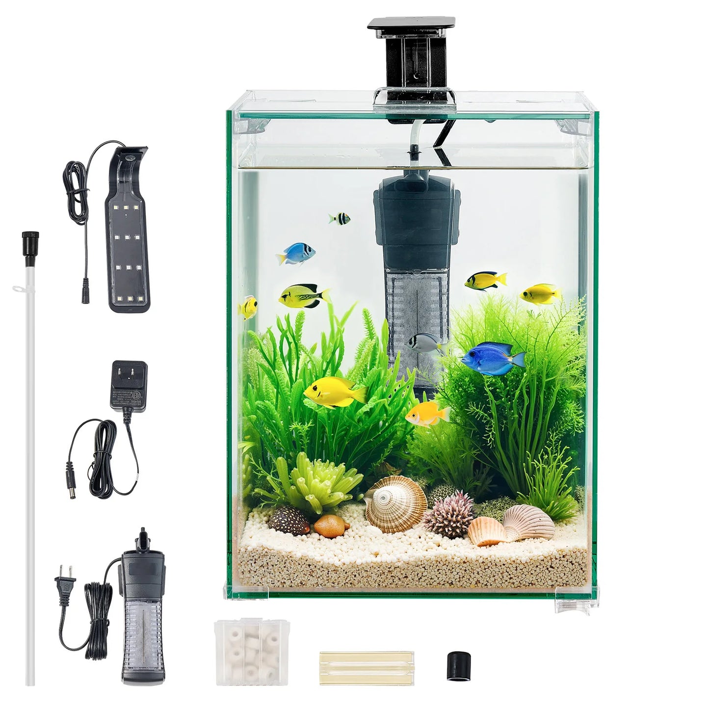 SucceBuy Square Ultra Clear Glass Aquarium Starter Tank Self Cleaning
