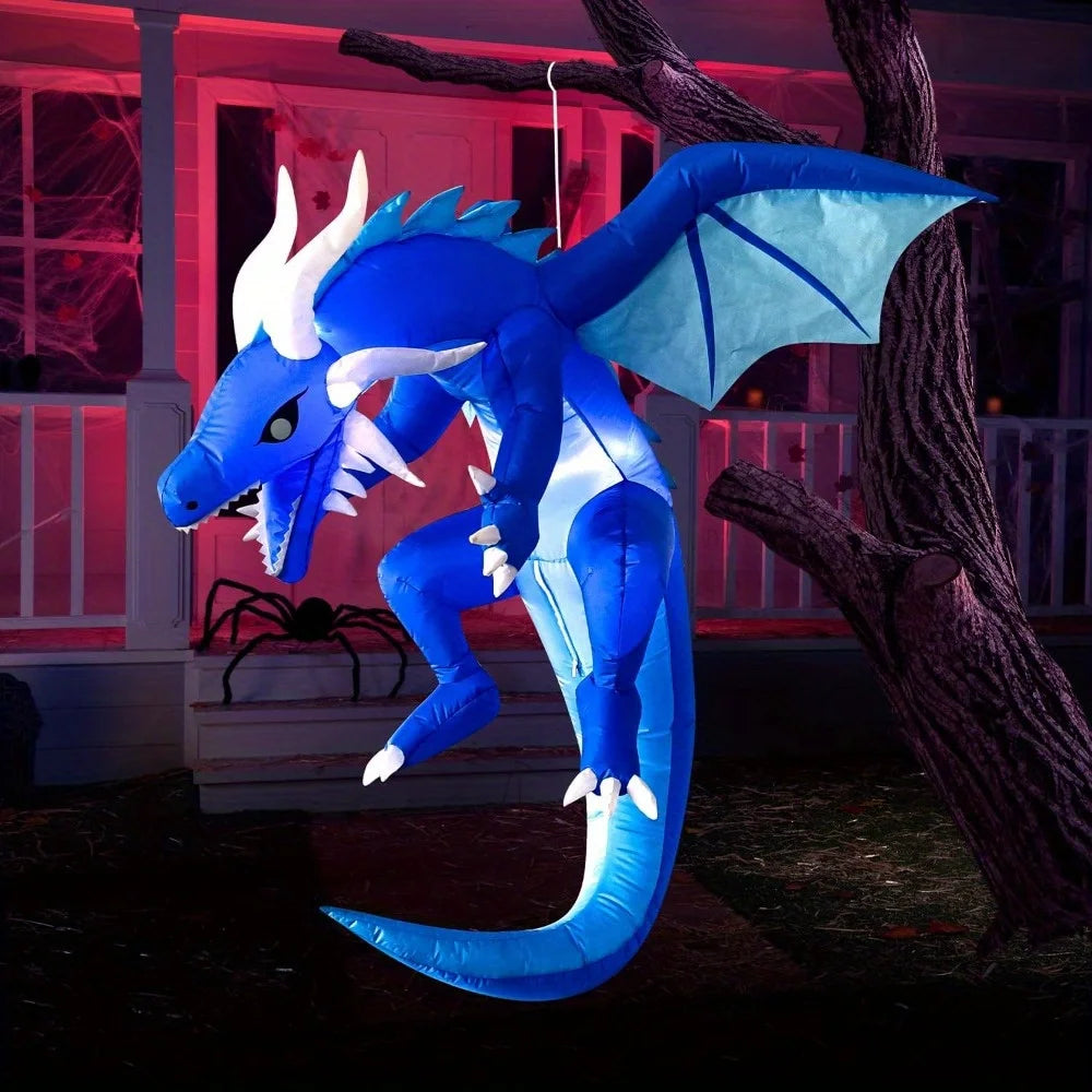 Halloween Hanging Ice Dragon Inflatable With Built In LED Lights