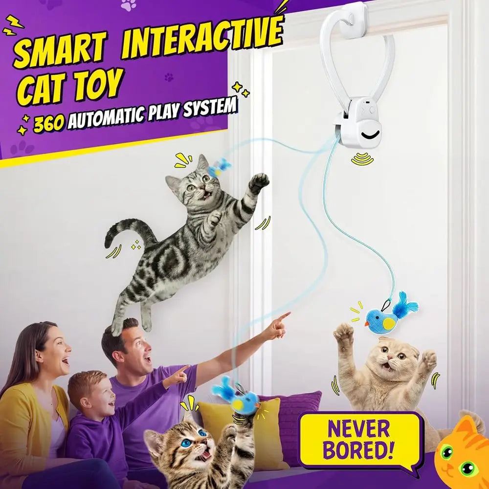 Interactive Cat Toy USB Rechargeable Bird Wand Chase For Indoor Cats