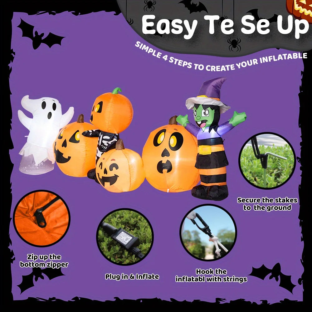 Halloween Inflatable Characters And Pumpkin Patch With LED Lights