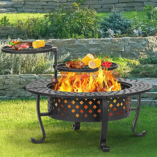 Weatherproof 3 In 1 Fire Pit With Grills And Poker