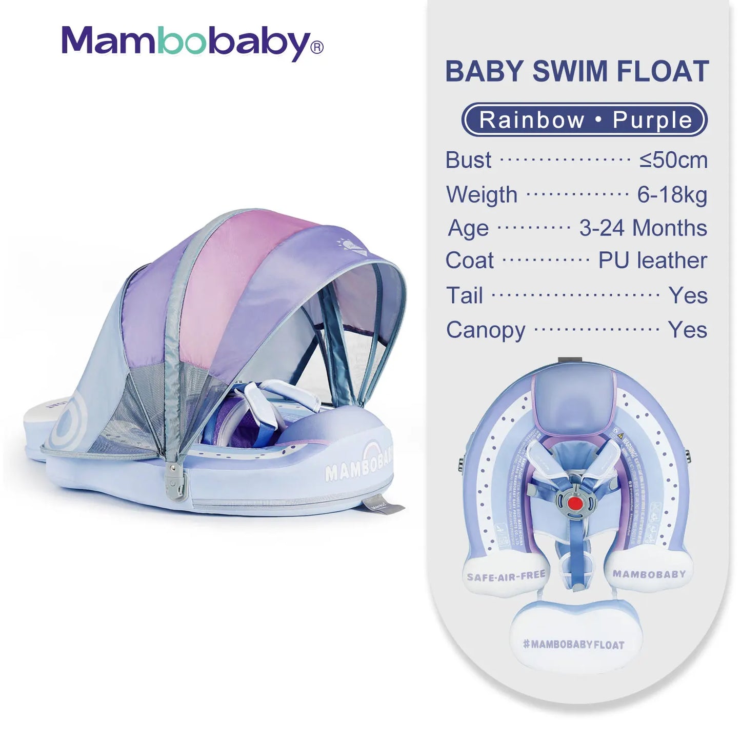 Mambobaby Animal Float Non Inflatable Baby Swimming Buoy With Canopy